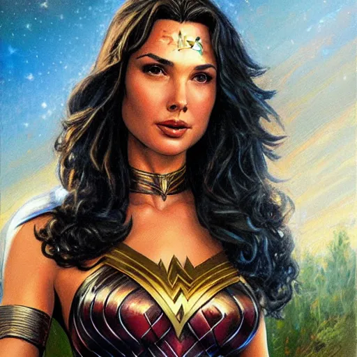 Prompt: Gal Gadot as painted by Ralph Horsley