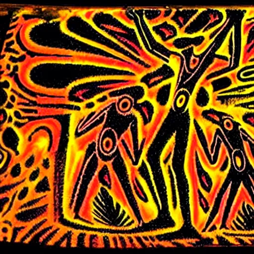 Image similar to psychedelic trance, paleolithic cave painting