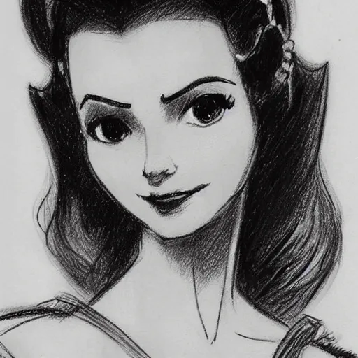 Prompt: milt kahl sketch of victoria justice as princess padme in star wars episode 3