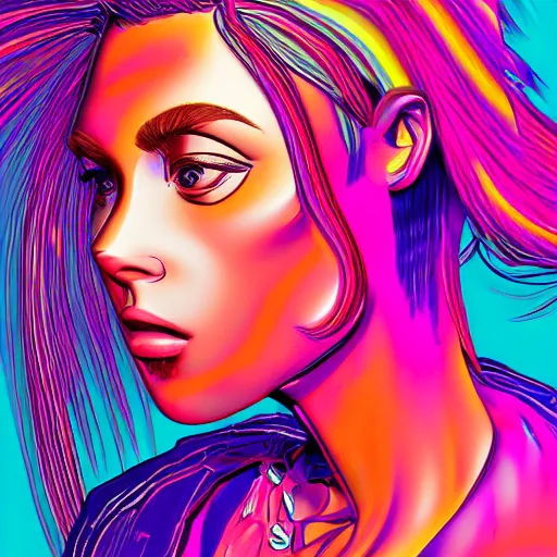 Image similar to highly detailed portrait of a beautiful woman, vaporwave colors, digital art, smooth rendering