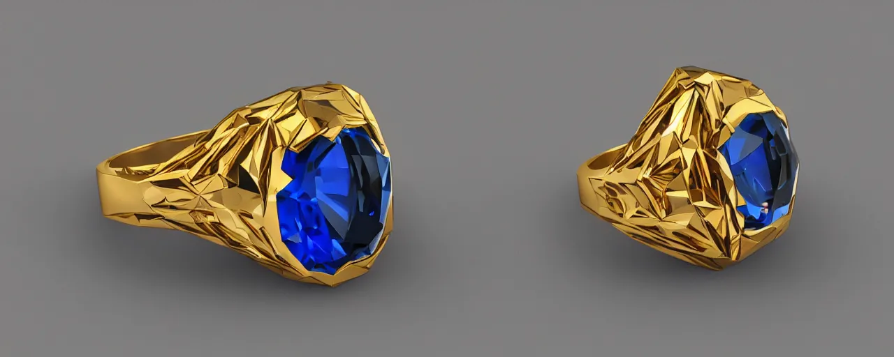 Image similar to simple golden magic crystal ring, ice, blue, gold, smooth, crystal, engravings, diamonds, product design, jewelry, colorful, art by gerald brom, greg rutkowski and artgerm, photo realism, unreal engine, c 4 d