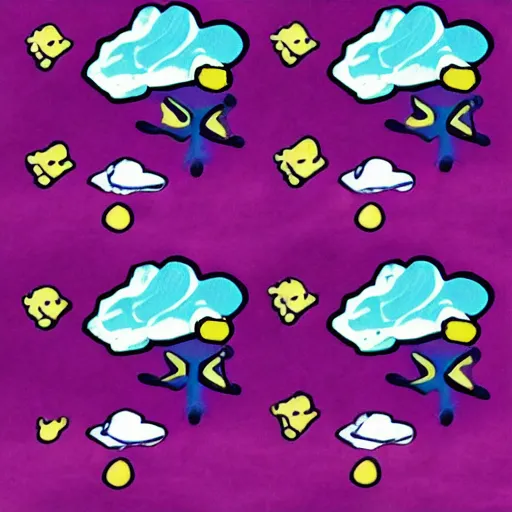 Image similar to real life with a spongebob sky pattern