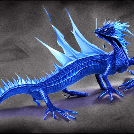 Prompt: Blue scaled dragon, digital art by Carles Dalmau