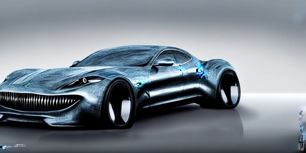 Image similar to new vehicle, wide body, intricate, elegant, highly detailed, digital painting, concept art, smooth, sharp focus, art style from Henrik Fisker and Bruce Kaiser and Scott Robertson and Dmitry Mazurkevich and Doruk Erdem and Jon Sibal