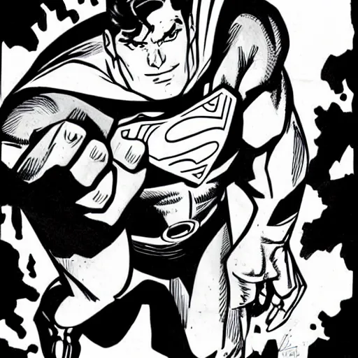 Image similar to superman ink illustration by darwyn cooke