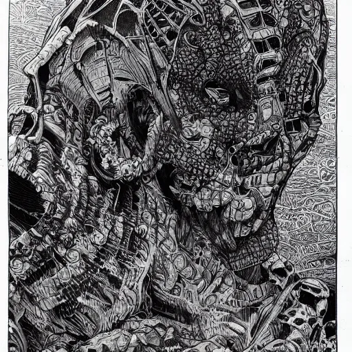 Image similar to Gigachad, by Q Hayashida, high quality, intricate line work, pen and ink