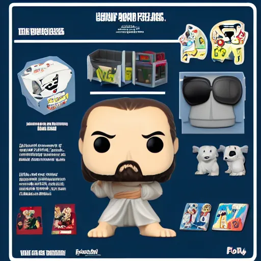 Image similar to jesus funko pop, infographic, toy blueprint