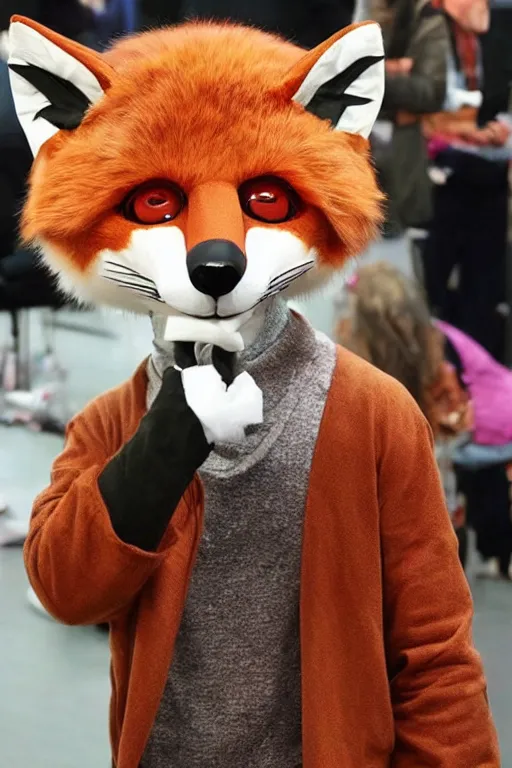 Image similar to an anthropomorphic fox, fursuit!!!!, cosplay