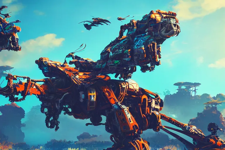 Image similar to sunwing machine mecanical creature robot of horizon forbidden west horizon zero dawn bioluminiscence global illumination ray tracing hdr fanart arstation by ian pesty and alena aenami artworks in 4 k