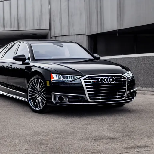 Prompt: black 2 0 2 0 audi a 8, extremely detailed, photo realistic, 8 k, car photography