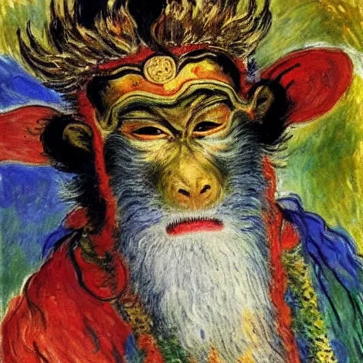 Prompt: The monkey king of China, Journey to the west, Claude Monet