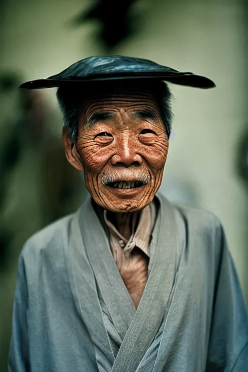 Image similar to photograph of a wise old japanese man, photograph by steve mccurry