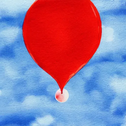 Prompt: two red paper hearts in a clear spherical bubble. blue sky with clouds background. illustration, artstation, watercolour