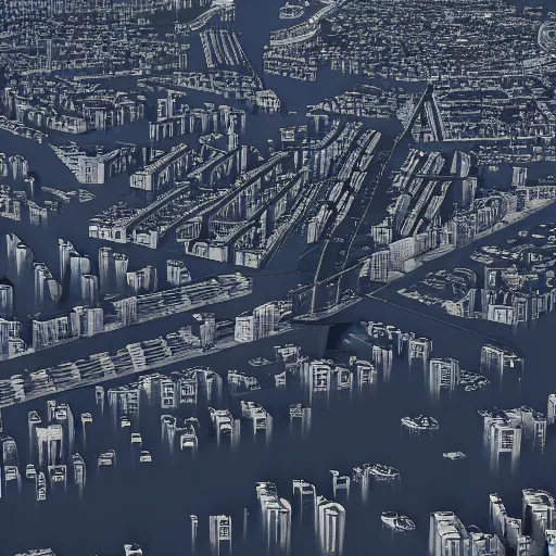 Prompt: tokyo in a flood, ray - tracing, diffusion, 4 k