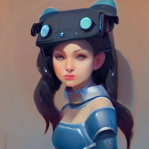 Image similar to portrait of a cute young woman with robot ears, 4k, sharp focus, 1980, Andreas Rocha