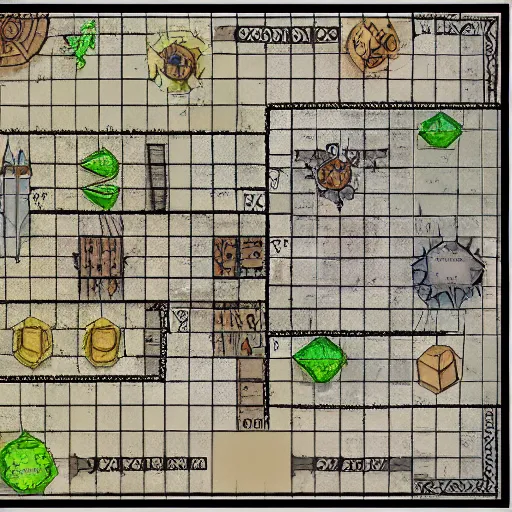 Image similar to a d & d battle map with grid, dndmaps, top - down view