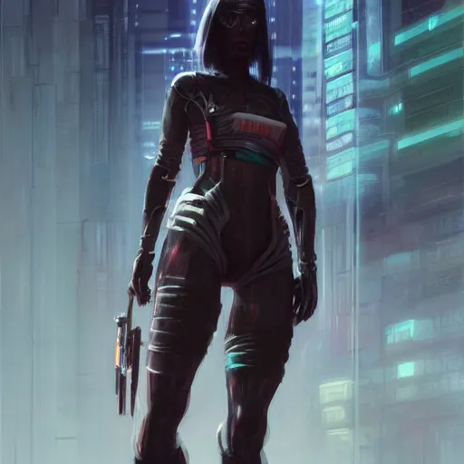 Prompt: cyberpunk character, full body shot, concept art, painted by stanley lau, painted by greg rutkowski, painted by stanley artgerm, digital art, trending on artstation