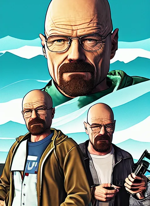 Image similar to walter white in gta 5 game poster