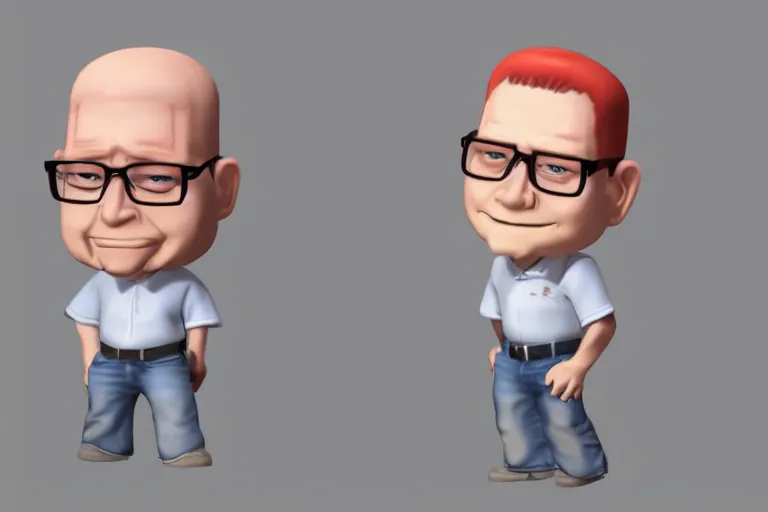 Image similar to hank hill chibi, photorealistic 3 d render