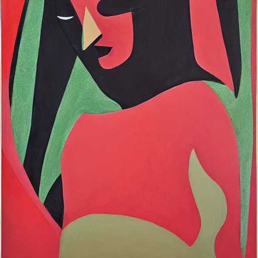 Image similar to ruby by tomma abts. this installation art was painted in 1 9 3 7 during the guerra civil espanola. the woman in the installation art is weeping. she is wearing a black dress & a black veil. her face is distorted by grief. the installation art is dark & somber.