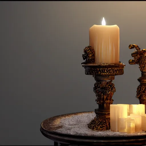 Image similar to candle in very dark room, hyper-detailed, extreme details, octane render