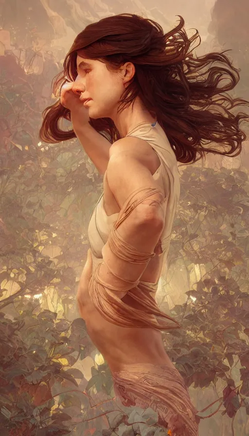 Image similar to jump, fibonacci, sweat drops, insane, intricate, highly detailed, digital painting, artstation, concept art, smooth, sharp focus, illustration, Unreal Engine 5, 8K, art by artgerm and greg rutkowski and alphonse mucha