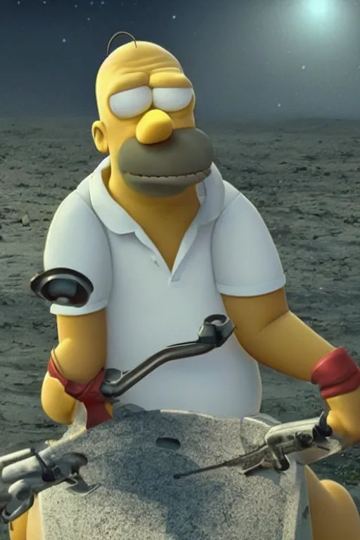 Prompt: An epic cinematic film still of a realistic Homer Simpson.