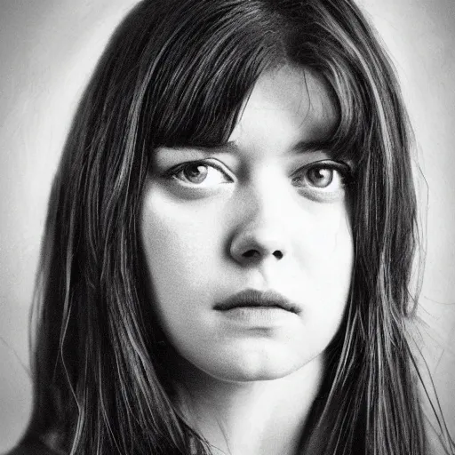 Image similar to a masterpiece portrait photo of a beautiful young woman who looks like a demonic mary elizabeth winstead, symmetrical face