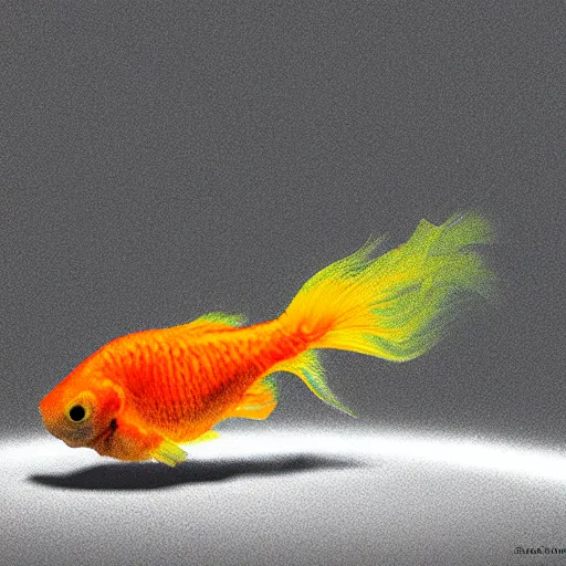 Prompt: a goldfish swims in a nuclear explosion