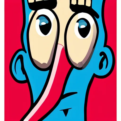Prompt: handsome squidward portrait, realistic, pop art, vivid colors, long chin, face