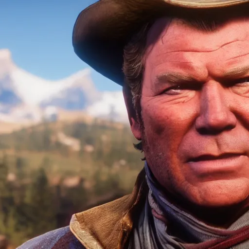 Image similar to william shatner stars as arthur morgan in the playstation 4 video game red dead redemption 2, beautiful screenshot