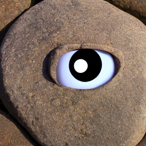 Image similar to boulder with two small googly eyes