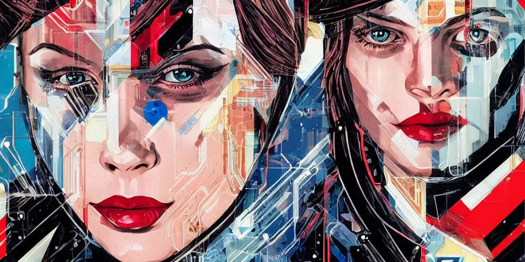 Image similar to a portrait of a single female android, by MARVEL comics and Sandra Chevrier