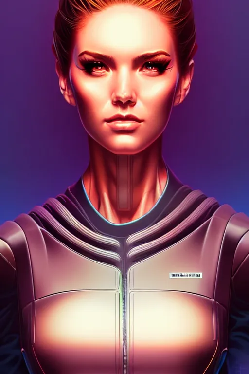 Prompt: android portrait by Artgerm, dan mumford and WLOP