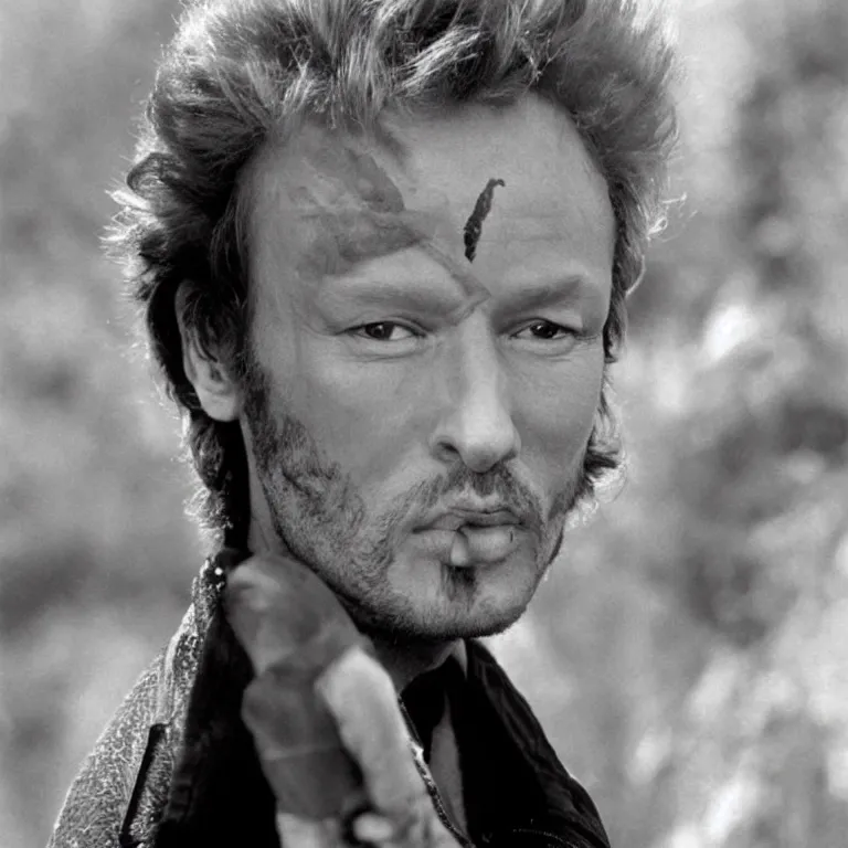 Prompt: an ant with the face of johnny hallyday. a creature with the body of an ant and the human face of johnny hallyday