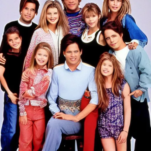 Prompt: the cast of full house 1 9 8 7, publicity photo