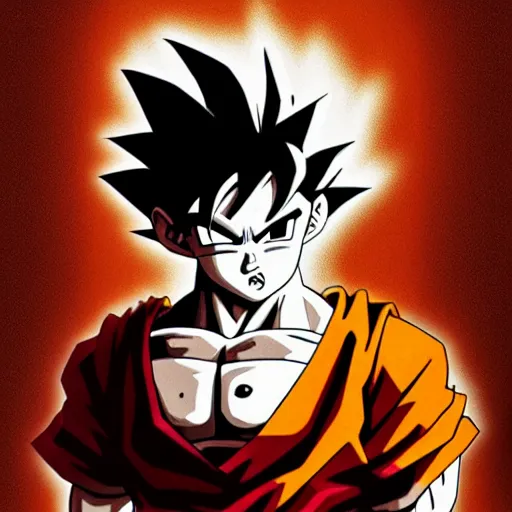 Prompt: Goku, Face portrait, crisp face, , facial features artwork by Georges de La Tour