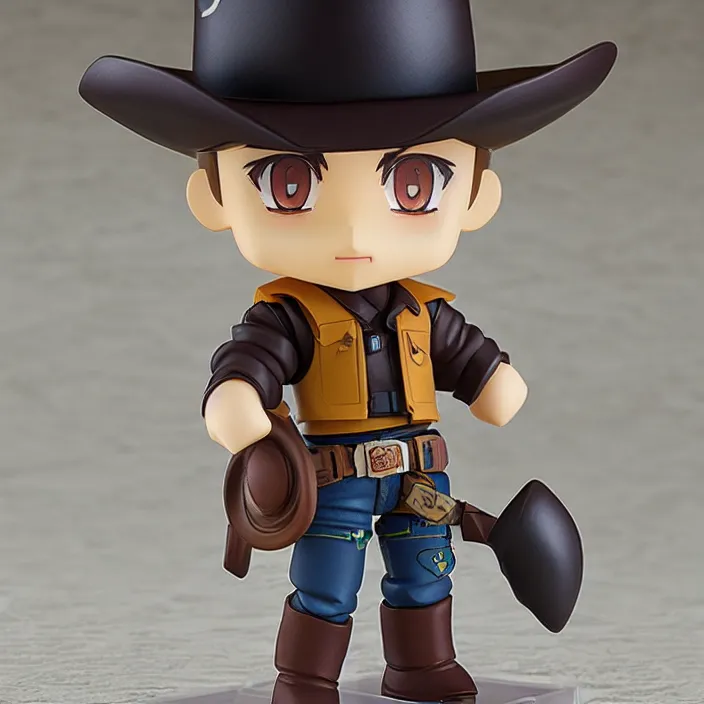 Prompt: cowboy, an anime nendoroid of a cowboy, figurine, detailed product photo