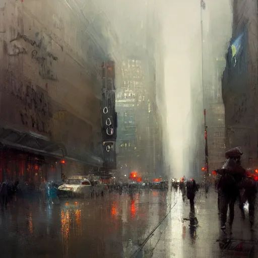 Image similar to rainy day in new york city painting by jeremy mann