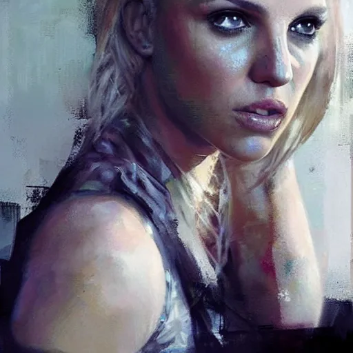 Image similar to britney spears and scarlett johansson morphed together, hybrid, jeremy mann painting