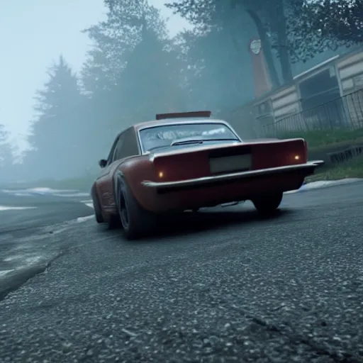 Image similar to forza horizon 5 in silent hill streets