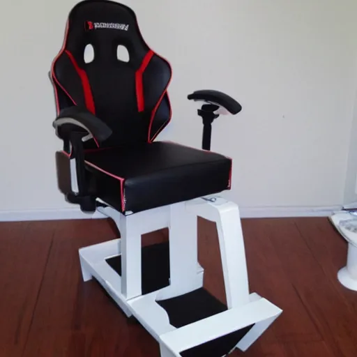 Image similar to gaming chair with seat replaced by a toilet