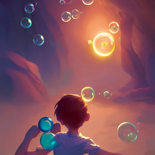 Prompt: boy with bubbles, behance hd by jesper ejsing, by rhads, makoto shinkai and lois van baarle, ilya kuvshinov, rossdraws global illumination