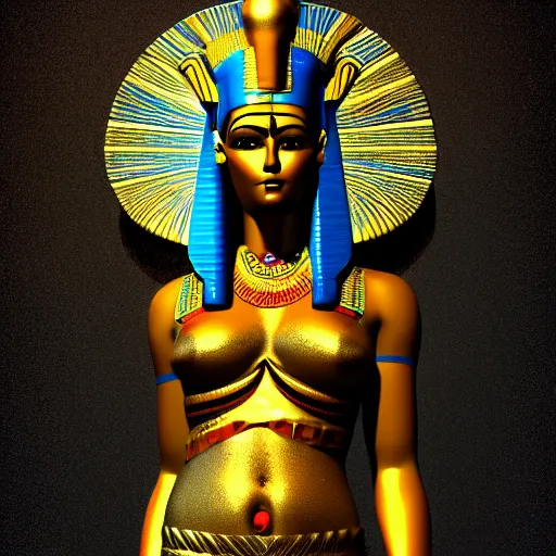 Prompt: ancient egyptian god hathor, depicted as a 3 d render, artstation, blender
