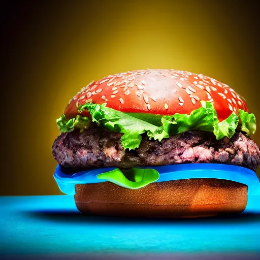 Image similar to a juicy hamburger in a giant aquarium filled with coke, 8 k resolution, studio lighting, sharp focus, professional food photography, hyper - detailed