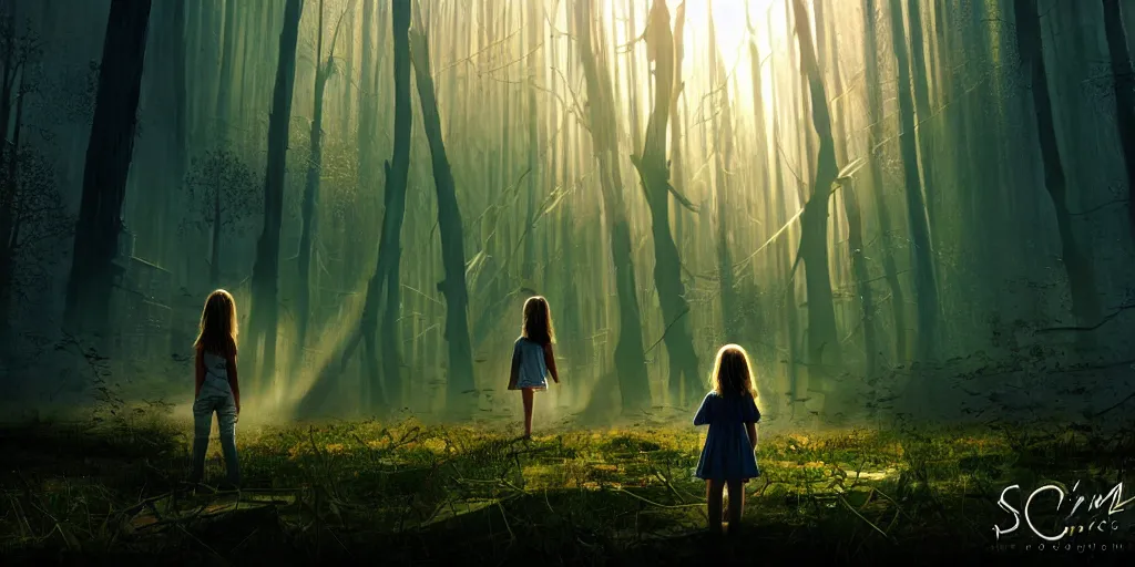 Image similar to sci - fi scene future new york, little girl holding a hand of a big robot, forest punk, crepuscular rays, epic scene, hyper realistic, photo realistic, overgrowth, cinematic atmosphere, ethereal lighting,