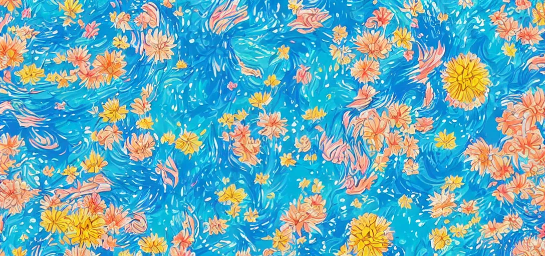 Image similar to pattern of water by ghibli, summer vibes