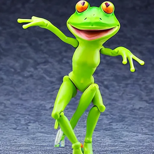 Prompt: Figma figurine of an anime girl dressed up as a frog, cute