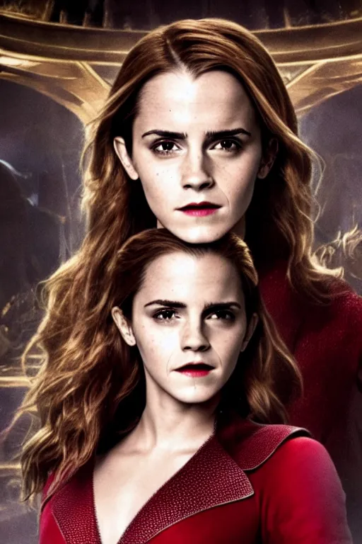 Prompt: Still of Emma Watson as Scarlett Witch