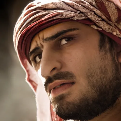 Image similar to close - up of an attractive kurdish singer in a movie directed by christopher nolan, movie still frame, promotional image, imax 7 0 mm footage